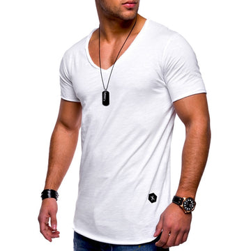 Brand New Men's t shirts Short Sleeve V-Neck Solid Color Men T-Shirt Casual V Collar Man T-Shirt Tops Tees For Male